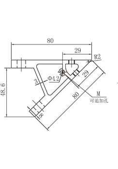 45度鋁型材角碼側(cè)視圖 45度鋁型材角碼側(cè)視圖